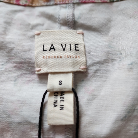 VIE REBECCA TAYLOR Long Sleeve Lidia Vine Top In Pebble Combo - Picture 13 of 13